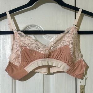 HAH Free People Pink and Cream Lace Bralette
